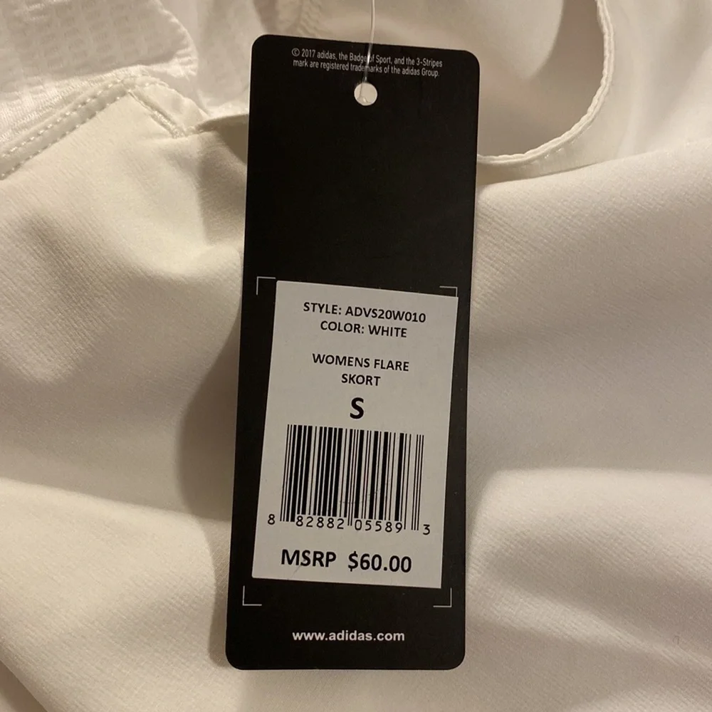 NWT Adidas white golf skort (shorts attached) 2 front pockets, 1 back pocket - Picture 5 of 8